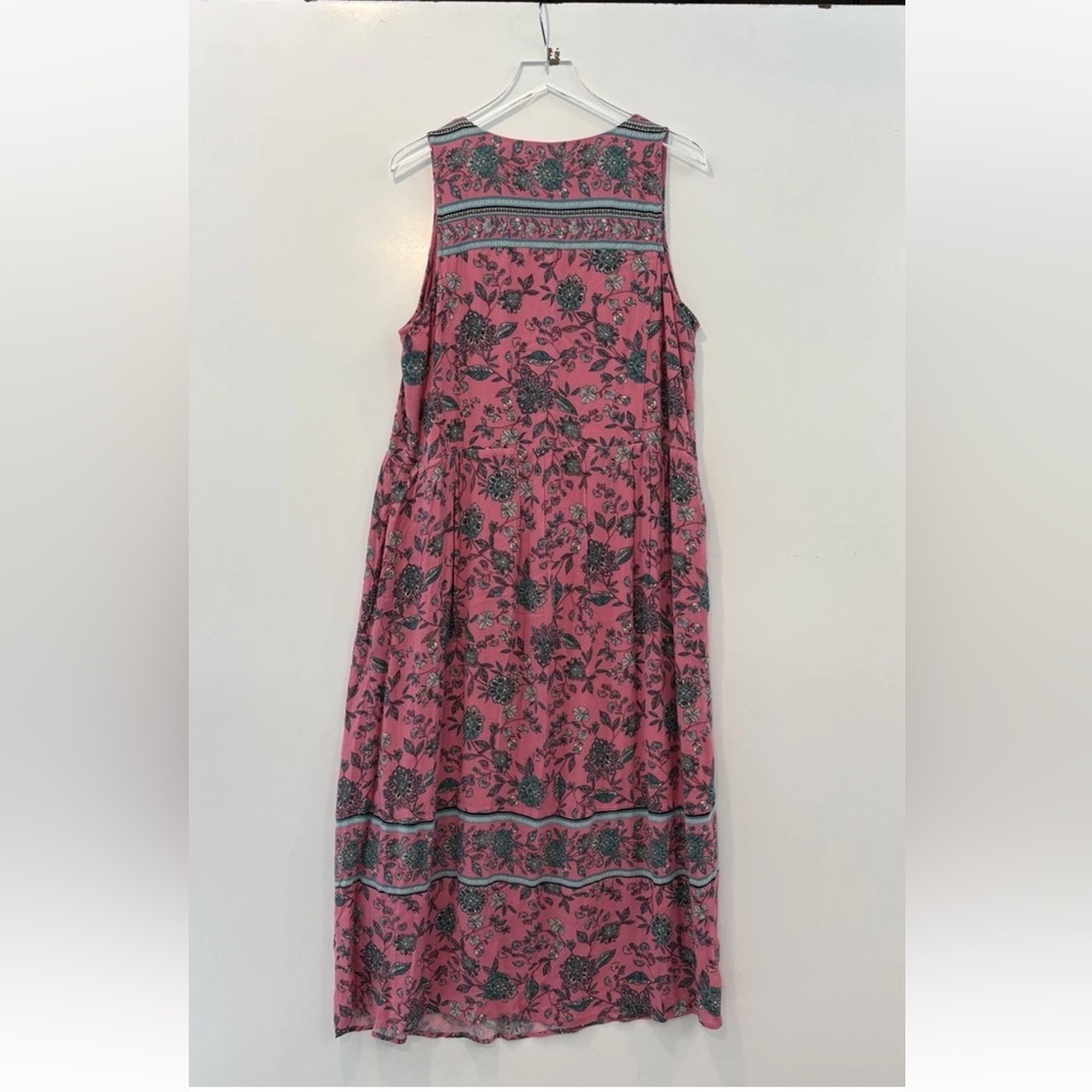 J Jill Dreamscape Border Print Pink Floral Maxi Dress Womens Size Large (963)‎ - Picture 3 of 6